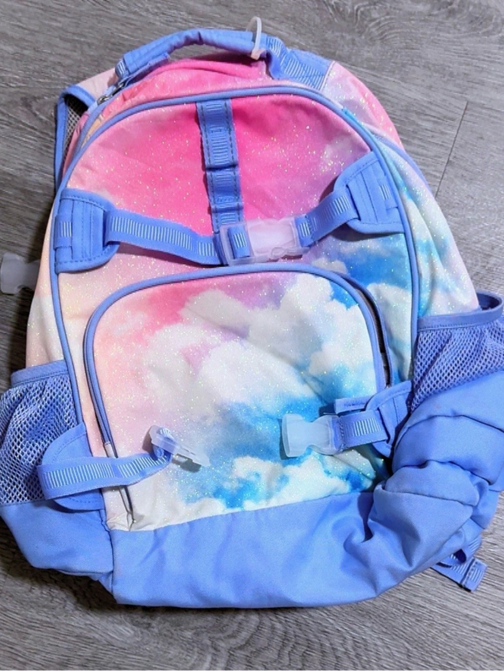 Pottery Barn Kids Pastel Cloud Glitter Backpack - Blue/Pink